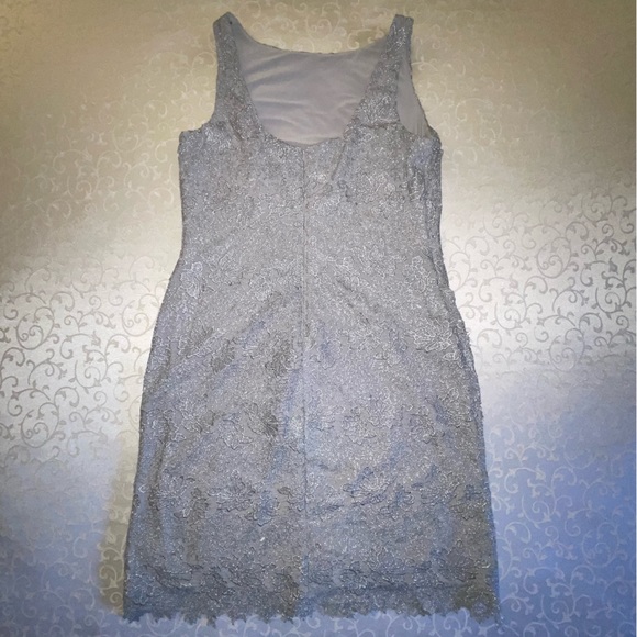 Lauren Ralph Lauren Metallic Silver Gray Lace Sheath Dress - Picture 11 of 16